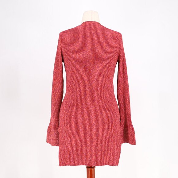 THEORY Space Dye Rib Cardigan Bell Cuff V-Neck in Sunset Multi Size L - Picture 5 of 9